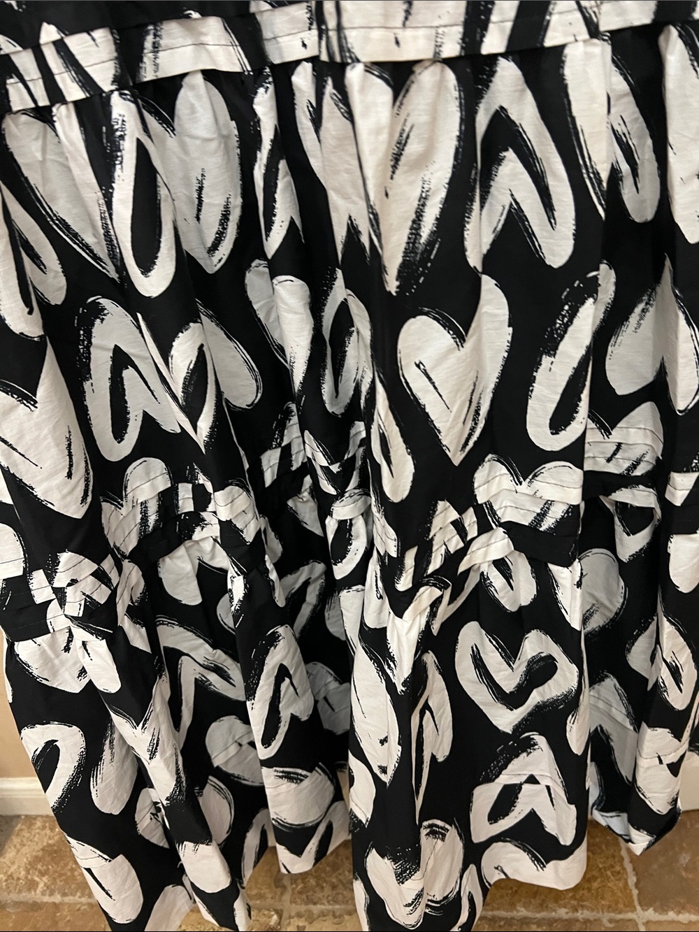 Anthropologie Somerset Maxi Dress Womens Black White Hearts w/Pockets - Picture 9 of 9